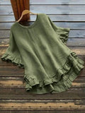 Women's Ruffled Hem Blouse 1-5XL Fashion Designer T-Shirts (Plus Size)-Women's Tops Fashion Designer Plus Size T-Shirts / Blouses-International Women's Clothing