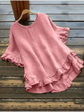 Women's Ruffled Hem Blouse 1-5XL Fashion Designer T-Shirts (Plus Size)-Women's Tops Fashion Designer Plus Size T-Shirts / Blouses-International Women's Clothing