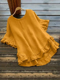 Women's Ruffled Hem Blouse 1-5XL Fashion Designer T-Shirts (Plus Size)-Women's Tops Fashion Designer Plus Size T-Shirts / Blouses-International Women's Clothing