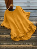 Women's Ruffled Hem Blouse 1-5XL Fashion Designer T-Shirts (Plus Size)-Women's Tops Fashion Designer Plus Size T-Shirts / Blouses-International Women's Clothing