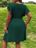 Women's Ruffled Sleeve Fashion Designer 1-4XL Short Dresses (Plus Size)-Women's Fashion Designer Dresses-International Women's Clothing