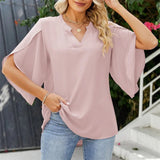 Women's Ruffled Sleeve Top Fashion Designer Blouse Chiffon T-Shirts