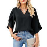 Women's Ruffled Sleeve Top Fashion Designer Blouse Chiffon T-Shirts