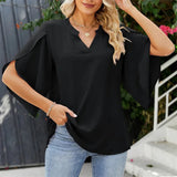 Women's Ruffled Sleeve Top Fashion Designer Blouse Chiffon T-Shirts