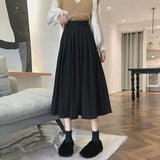 Women's Ruffled Suede S-L Fashion Designer A-Line Skirts (Midi)-Women's Fashion Designer Skirts-black-Women&#x27;s fashion designer plus size clothes