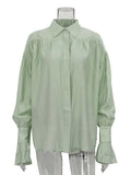 Women's Ruffled Transparent Fashion Designer Lantern S-L Long-Sleeve Tops