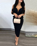 Women's Ruffled Trim Fashion Designer Bow Backless Dresses (Midi)-Women's Fashion Designer Dresses