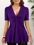 Women's Ruffled Twisted 3-5XL Tops Fashion Designer T-Shirts (Plus Size)