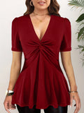 Women's Ruffled Twisted 3-5XL Tops Fashion Designer T-Shirts (Plus Size)
