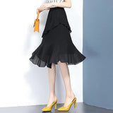 Women's Ruffled XL-7XL Fashion Designer Chiffon Short Skirts (Plus Size)