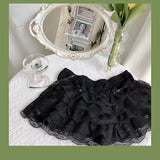 Women's Ruffles Lace S-L Layered Fashion Designer Mini Skirts (Short)-Women's Fashion Designer Skirts-black-Women&#x27;s fashion designer plus size clothes