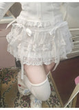 Women's Ruffles Lace S-L Layered Fashion Designer Mini Skirts (Short)-Women's Fashion Designer Skirts-WHITE-Women&#x27;s fashion designer plus size clothes
