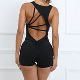 Women's Ruffles S-L Fashion Designer Yoga Play-suit Rompers-Women's Fashion Designer Rompers / Jumpsuits-black-Women&#x27;s fashion designer plus size clothes