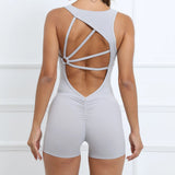 Women's Ruffles S-L Fashion Designer Yoga Play-suit Rompers-Women's Fashion Designer Rompers / Jumpsuits-light gray-Women&#x27;s fashion designer plus size clothes
