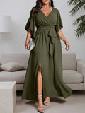 Women's Ruffles Split Fashion Designer L-5XL Long Dresses (Plus Size)-Women's Fashion Designer Plus Size Dresses