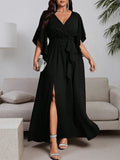 Women's Ruffles Split Fashion Designer L-5XL Long Dresses (Plus Size)