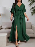 Women's Ruffles Split Fashion Designer L-5XL Long Dresses (Plus Size)