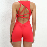 Women's Ruffles S-L Fashion Designer Yoga Play-suit Rompers-Women's Fashion Designer Rompers / Jumpsuits-RED COLOR-Women&#x27;s fashion designer plus size clothes