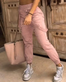 Women's S-2XL Ruched Fashion Designer Cargo High Waist Pants-Women's Fashion Designer Leggings / Pants-Lotus root starch-Women&#x27;s fashion designer plus size clothes