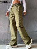 Women's S-3XL Cargo Fashion Designer High Waist Pants-Women's Fashion Designer Leggings / Pants-Army-Women&#x27;s fashion designer plus size clothes