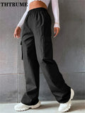 Women's S-3XL Cargo Fashion Designer High Waist Pants-Women's Fashion Designer Leggings / Pants-black-Women&#x27;s fashion designer plus size clothes