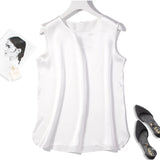 Women's S-7XL Satin Tops Fashion Designer Singlets (Plus Size)-Women's Tops Fashion Designer Plus Size Singlets-WHITE-Women&#x27;s fashion designer plus size clothes