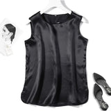 Women's S-7XL Satin Tops Fashion Designer Singlets (Plus Size)-Women's Tops Fashion Designer Plus Size Singlets-black-Women&#x27;s fashion designer plus size clothes