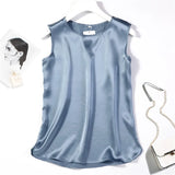 Women's S-7XL Satin Tops Fashion Designer Singlets (Plus Size)-Women's Tops Fashion Designer Plus Size Singlets-blue gray-Women&#x27;s fashion designer plus size clothes