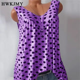 Women's S-8XL Tops Fashion Designer Polka Dot Singlets (Plus Size)