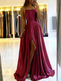 Women's S-XL Side Slit Fashion Designer Bridesmaid Dresses (Long)-Women's Fashion Designer Dresses-Burgundy-Women&#x27;s fashion designer plus size clothes