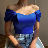 Women's Satin Bow Tie Corset Tops Fashion Designer T-Shirts