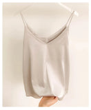 Women's Satin Crop Tank Fashion Designer S-2XL Tops Singlets-Women's Tops Fashion Designer Singlets-International Women's Clothing