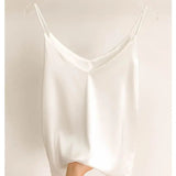 Women's Satin Crop Tank Fashion Designer S-2XL Tops Singlets-Women's Tops Fashion Designer Singlets-International Women's Clothing