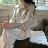 Women's Satin Office Fashion Designer Lantern Long-Sleeve Tops-Women's Fashion Designer Long-Sleeve Tops