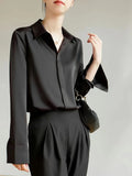 Women's Satin Office Fashion Designer Lantern Long-Sleeve Tops-Women's Fashion Designer Long-Sleeve Tops