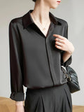 Women's Satin Office Fashion Designer Lantern Long-Sleeve Tops-Women's Fashion Designer Long-Sleeve Tops