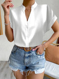 Women's Satin Rolled Sleeve Blouse Tops Fashion Designer T-Shirts