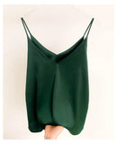Women's Satin Spaghetti Strap Fashion Designer S-2XL Tops Singlets-Women's Tops Fashion Designer Singlets-green-Women&#x27;s fashion designer plus size clothes