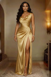 Women's Satin Split Fashion Designer S-3XL Prom Dresses (Long)
