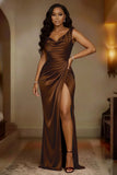 Women's Satin Split Fashion Designer S-3XL Prom Dresses (Long)