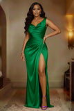 Women's Satin Split Fashion Designer S-3XL Prom Dresses (Long)