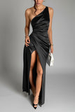 Women's Satin Split S-L Fashion Designer Prom Dresses (Long)