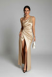 Women's Satin Split S-L Fashion Designer Prom Dresses (Long)
