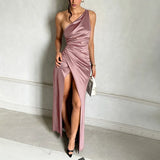 Women's Satin Split S-L Fashion Designer Prom Dresses (Long)