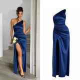 Women's Satin Split S-L Fashion Designer Prom Dresses (Long)