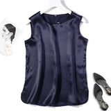 Women's S-7XL Satin Tops Fashion Designer Singlets (Plus Size)-Women's Tops Fashion Designer Plus Size Singlets-International Women's Clothing