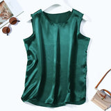 Women's S-7XL Satin Tops Fashion Designer Singlets (Plus Size)-Women's Tops Fashion Designer Plus Size Singlets-International Women's Clothing