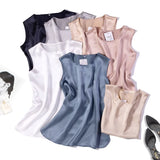 Women's S-7XL Satin Tops Fashion Designer Singlets (Plus Size)-Women's Tops Fashion Designer Plus Size Singlets-International Women's Clothing