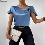 Women's Satin Twisted Blouses Fashion Designer Blouse T-Shirts-Women's Tops Fashion Designer T-Shirts / Blouses