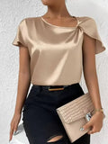 Women's Satin Twisted Blouses Fashion Designer Blouse T-Shirts-Women's Tops Fashion Designer T-Shirts / Blouses
